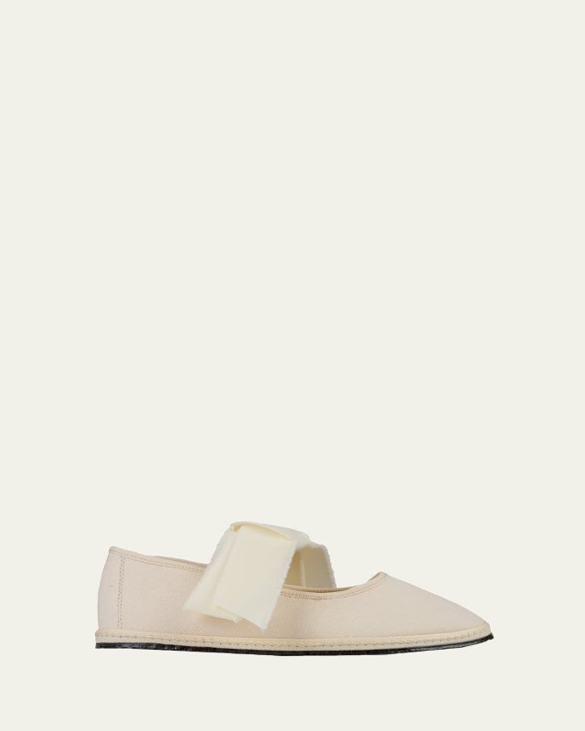 Maxi Bow Cotton Grosgrain Ballerina Flats